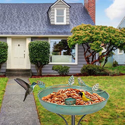 Dreamsoul 5 Prongs Base Bird Bath With Metal Stake, Garden Bird Bath For Outdoors Tall Bird Bath Cast Iron Freestanding & Lightweight Bird Bath, Gold(37.4" H X 12.1" W) #TOP3