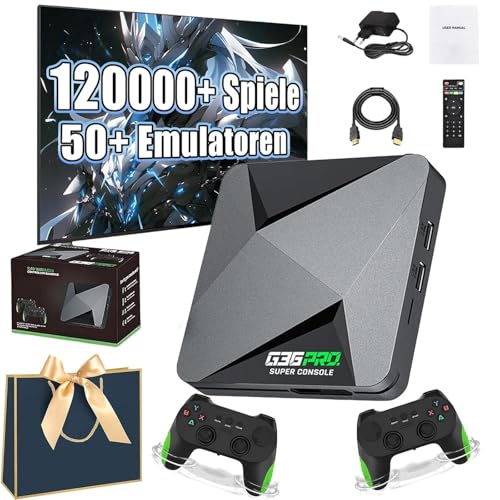 ZGHQHCDRH G36 Pro Console De Jeux Rétro 65000/100000 Jeux Intégrés，50 Émulateurs，4K HD，2 Contrôleurs sans Fil 2.4G，Plug & Play，TV PC Projecteur (64G)