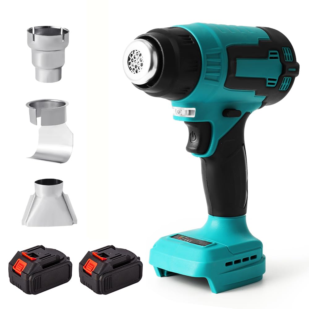 Decaper térmico inalámbrico para batería M~akita 18 V, 500 W, 122 ℉-1022 ℉ Pistola de aire caliente de calentamiento rápido con iluminación LED para vaina de pistola térmica película de PVC (2