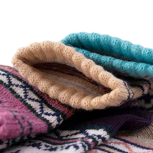 Image of Wool Socks 5 Pairs Thickened Warm Winter Socks Cozy Gifts for Women Christmas Warmth Socks