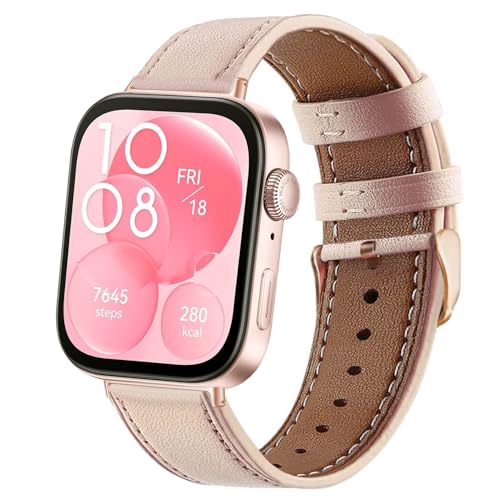 Correa compatible con Huawei Watch Fit 3 de piel, correa de repuesto