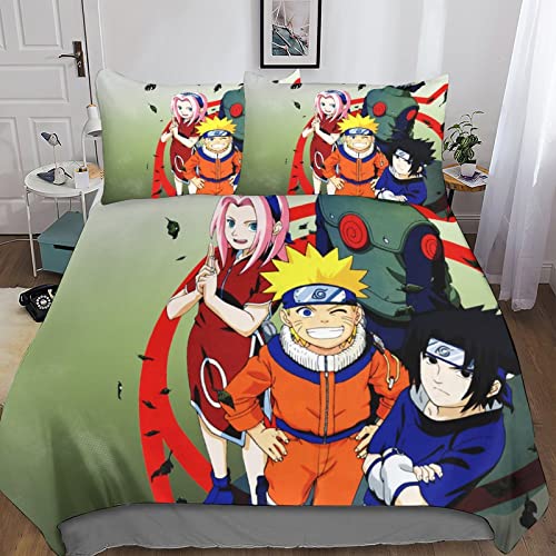 Naruto - Conjunto De Ropa De Cama con Funda De Edredón, Diseño Impreso Repetido De Anime Characterminions, para Cama Individual, Microfibra, Multicolor, Suelto Double(200x200cm)
