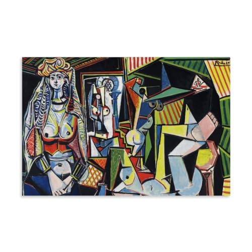 Impression sur toile de lin 50 x 75 cm, chef-d'œuvre Women of Alger par Eugène Delacroix