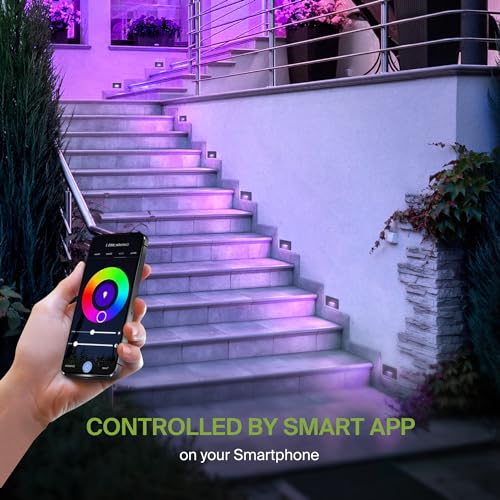 Image of ASD LED Recessed Step Light Fixture, Outdoor & Indoor Tread Lighting | RGBW, Smart, Waterproof, ETL Listed | 3W 60LM RGB-2700K-6500K 120V | Staircase Hardwired Illumination | Black, 24 Pack