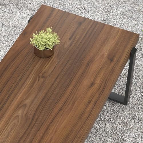 FOLUBAN Modern Coffee Table, Rustic Wood and Metal Center Table, Industrial Rectangle Cocktail Tea Table for Living Room, Walnut, 44 Inch by FOLUBAN - Image 4