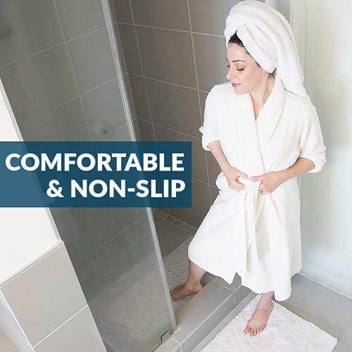 Miniatura 4 de ComfiLife Tapete de baño para bañera y ducha, antideslizante, extra grande, con orificios de drenaje y ventosas, tapetes de goma lavables a máquina