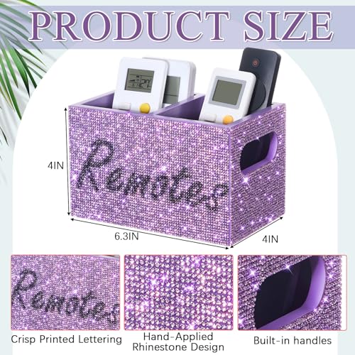 Boîte rangement télécommande TV violette à 2 compartiments - 3