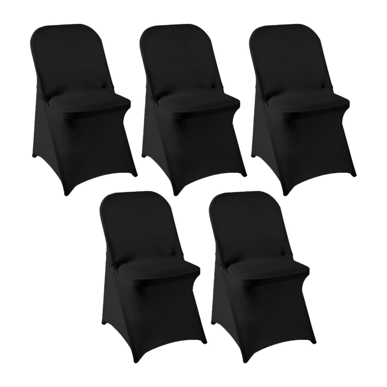 5 Stück Spandex Faltbare Stuhlbezüge Elastische Stuhlüberzüge rutschfeste Schutzhüllen Pflegeleicht für Hochzeit Feier Bankett Party, Schwarz