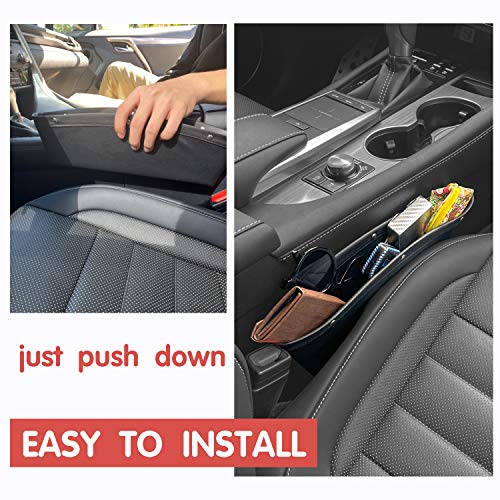 JUSTTOP-2-Pack-Car-Seat-Crevice-Storage-Box-PU-Full-Leather-Car-Seat-Crevice-Universal-Organizer-Storage-Box-to-Hold-Keys-Coins-Phone-Cards-Pens-etc-Black