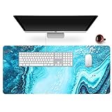 Anyshock Desk Mat, Extended Gaming Cute Mouse Pad 35.4" x 15.7" XXL Laptop Beauty Mousepad with Stitched Edges Non Slip Base, Waterproof Computer Desk Pad for Office, Home, Girls, Men(Ocean Marble)