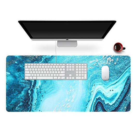 Anyshock Desk Mat, Extended Gaming Cute Mouse Pad 35.4" x 15.7" XXL Laptop Beauty Mousepad with Stitched Edges Non Slip Base, Waterproof Computer Desk Pad for Office, Home, Girls, Men(Ocean Marble)