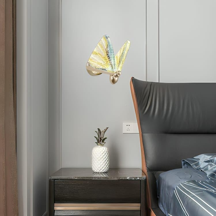Image of Butterfly Acrylic Wall Light Bedroom Bedside Led Wall Lamp Creative Parlor Background Wall Decoration Wall Sconce Lighting.