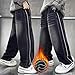Youth Boys Oversized Jeans Fall Winter Thick Warm Trousers Fashion Soft Comfy Fleece Lined Pants (Black, 9-10 Years)
