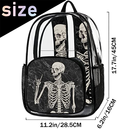 Skull Marble Pattern Clear Backpack Stadium Approved Heavy Duty PVC Transparent Backpacks Large See Through Bag for Work Travel Sports Events Concerts2
