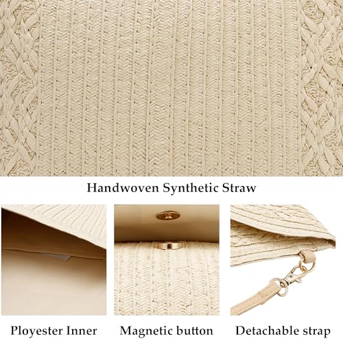 Image of Gets Straw Clutch Purse for Women, Woven Beach Bag Summer Corssbody Purse Small Rattan Shoulder Bag for Travel | Hand-woven