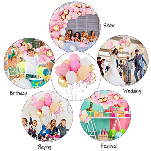 Amandir 144Pcs Pink Balloons Garland Arch Kit Light Pink Gold White Balloons Confetti Latex Metallic Balloons For Girl Birthday Baby Shower Wedding Party Decorations Supplies #TOP3