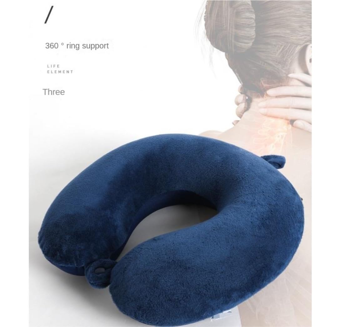 Cojín De Viaje Avión Almohada De Viaje Espuma Viscoelástica Doble Cara para El Cuello para Avión Coche Tren Oficina(A)