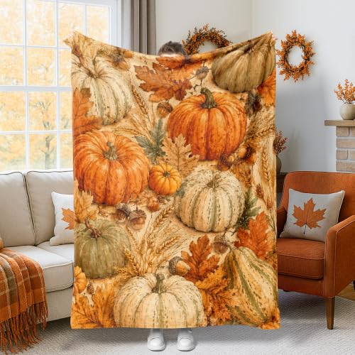 Couverture pelucheuse compacte citrouilles orange lit et canapé - 2