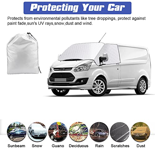 Rv Windshield Cover Compatible With Ford Transit 2012-2021, Exterior Rv Front Window Cover, Front Window Shade Sunshade Blackout Cover With Mirror Cutouts #TOP3