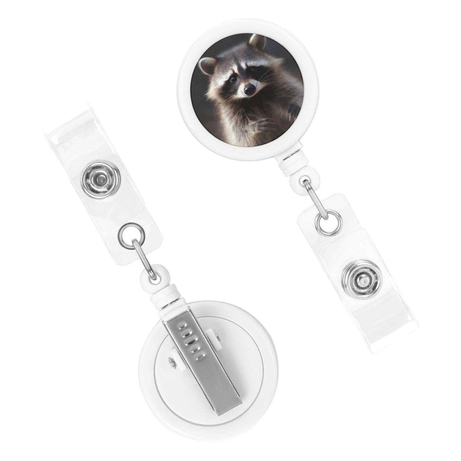Christmas Raccoon Coffee Badge Reel – Retractable ID Holder For Nurses, Teachers, Office (Holiday Gift)
