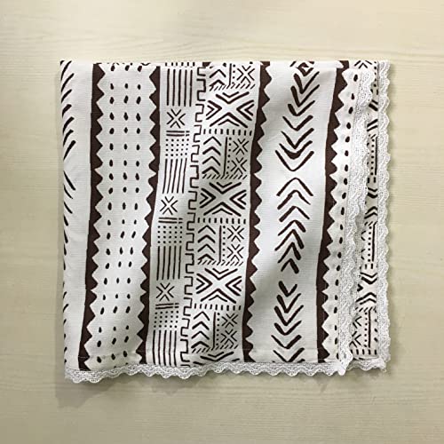 Image of FINGERCRAFT Cloth Napkins Cotton Linen Blend Fabric Set of 12 with Classic Lace 20x20 Inch Dinner Napkin Durable and Good Absorbency for Home, Hotels, Parties (Mud Cloth)