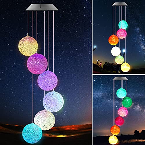 Weekseight Crystal Ball Solar Wind Chimes Colors Changing Lights, Best Gifts For Mom Grandma Women Mothers, Decorations Windchimes Outdoor Garden Yard Decor #TOP5