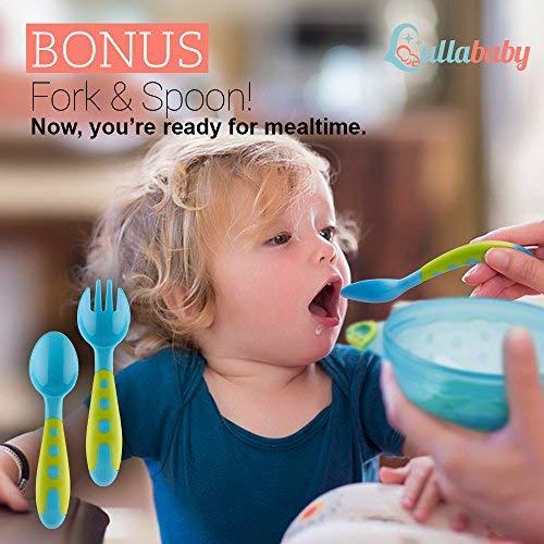 Best Suction Baby Bowls for Toddlers-Toddler Bowls Baby Feeding Set with Baby Utensils | Bonus Baby Spoons and Baby Fork | to Go Baby Bowl with Secure Lids | Suction Plates | BPA Free Suction Bowl