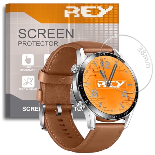 3X Protector de Pantalla para Pantalla Reloj de 38mm, Universal 38mm, Cristal Vidrio Templado Premium ¡¡¡ Medir Antes de Comprar !!!