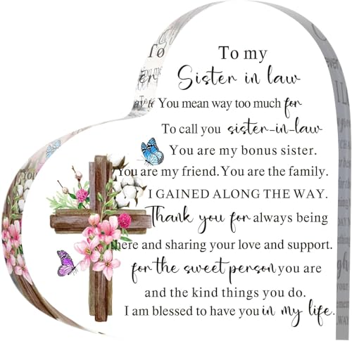 Sisters Gifts from Sister Acrylic Heart Plaque Inspiring Keepsake Paperweight Gift Side by or Miles Apart Will Always Be Connected Their Memory Table Centerpiece Novel 4x4 Inch