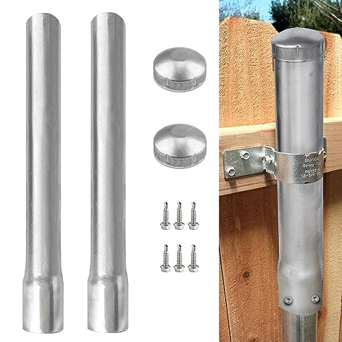 GRELWT 2 Pack 2-3/8 OD Metal Post Extender 24 Fence Post Extension Height Hot-dip Galvanized Steel Includes Screws and Caps