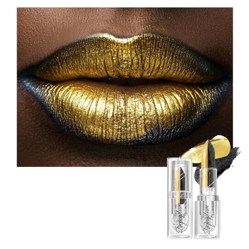 Image of Depuplum Black Gold Lipstick Glitter Lipstick for Women One Stroke Two Tone