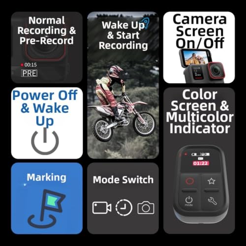 Micpointik Télécommande Bluetooth étanche pour Insta360 X5/X4/X3/GO 3S/Ace Pro 2 Télécommande compacte sans fil ABS pour caméra d'action Noir – vue 5