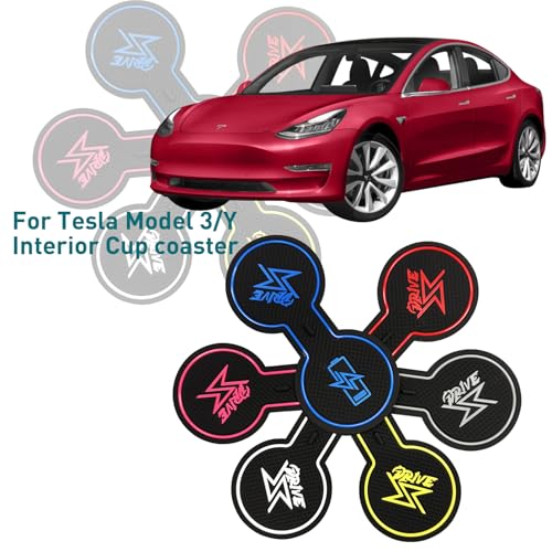 Tapete de silicona para portavasos Tesla Modelos 2021-2025 rojo miniatura 7