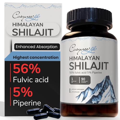 Himalayan Shilajit - Shilajit Capsules, Shilajit for Men, Shilajit for Women, 56% Fulvic Acid & 5% Piperine, 90 Caps