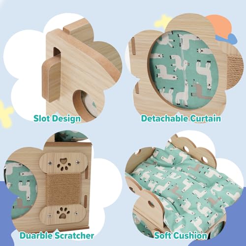 Nid en Bois pour Chat, Panier avec 2 Tapis Moelleux, empilable, Facile à Nettoyer et à Assembler, maisonnette Double Couche pour Chat, Combinaison d'escalade pour Animaux – vue 5