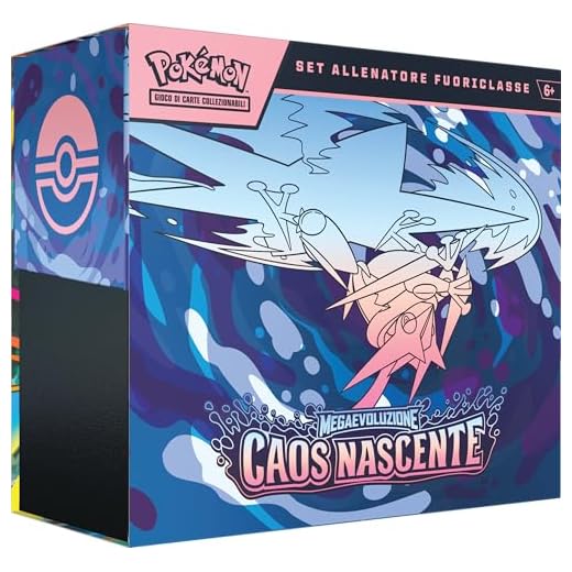 Pokémon: MegaEvolution Elitetrainer-Set – Chaos Nascente des Pokémon TCG (1 Promokarte für ganze Figur, 9 Erweiterungspackungen und Premium-Zubehör), italienische Ausgabe