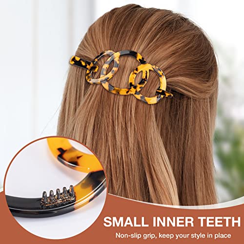 Noverlife 2Pcs French Triple Ringed Hair Slider Pin, Non Slip Tortoise Shell Hair Barrettes With Stick, Cellulose Acetate Hair Slider Pins With Stick, Ponytail Hair Accessories Barrettes With Stick #TOP1
