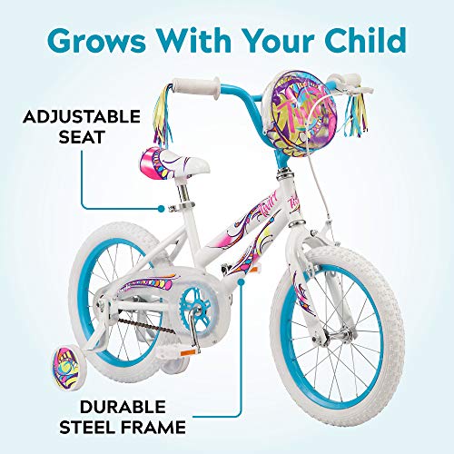 Pacific Twirl BMX Style Kids Bike, for Boys and Girls Ages 3 to 7, Single Speed, 16-Inch Wheels with Removable Training Wheels, Coaster and Hand Brake, White