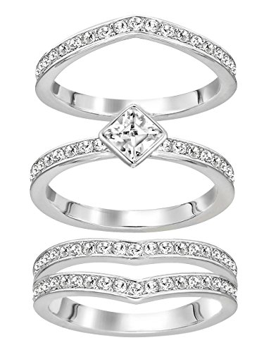 Image of Swarovski Women's Ring Alpha Stainless Steel Rhodium Plated Crystal Clear 5221377 Size 60 (19.1)