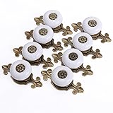 8er Antik Design Weiss & Altgold Porzellan Möbelknöpfe Griffe Knauf MöbelKnopf Tür