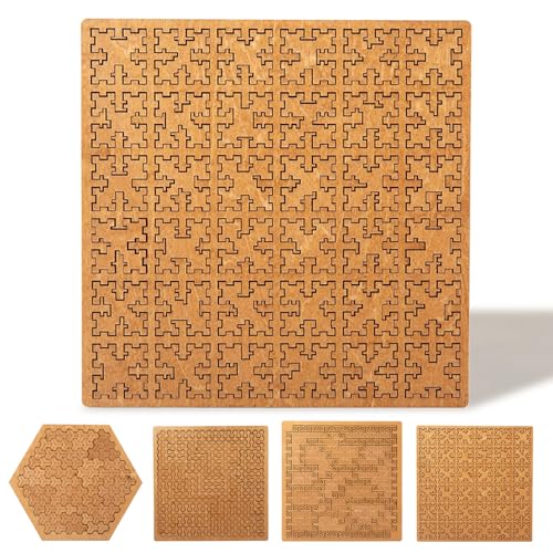 Fractal Tray Puzzles, Unique Irregular Wooden Labyrinth, Difficult Challenging Impossible Puzzle for Adults, Reverse Thinking No Image Puzzle, Mind Games for Family Party Gift (Style3)
