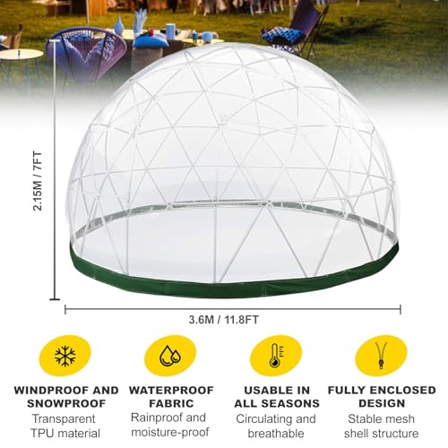 Dome Igloo Bubble Tent - 12 Ft,Clear Tent Outdoor For Garden-360° Panoramic View,Weather Proof Pod,Camping Patio Igloo Tent For Backyard/Canopy Gazebos/Screen House Room/Lean To Greenhouse - Image 2
