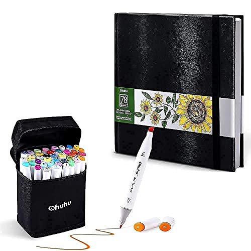 Ohuhu Markers Alcohol Based Double Tipped Art Markers+Ohuhu Marker Pads Art Sketchbook, 8.3
