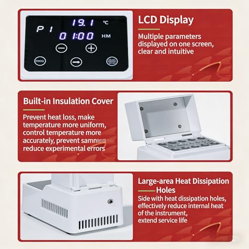 Incubadora de baño seco con tapa, calentador de bloque termostático de laboratorio digital, múltiples puntos de programa, función de calibración rápida para uso en laboratorio e investigación