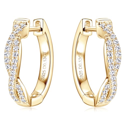 Infinity Moissanite Hoop Earrings for Women, D Color VVS1 Clarity 925 Sterling Silver Twisted Earrings for Wedding Birthday Holiday Jewelry Gifts