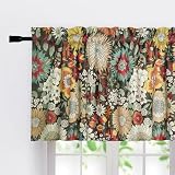 Siykkay Floral Printed Pastoral Valance, Room Darkening Blackout Valances, Bohemian-Style Window Treatment for Kitchen