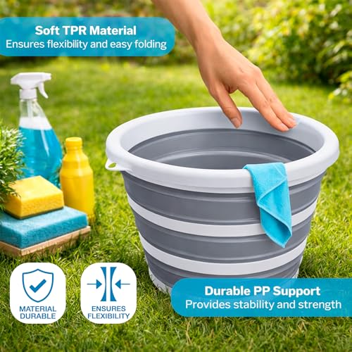 Image of Collapsible Buckets for Cleaning 2.6 Gallons 10L Foldable Bucket Collapsible Beach Cleaning Bucket for Bath Collapsible Bucket with Handle Folding Bucket Foldable Bucket Collapsible Water Bucket
