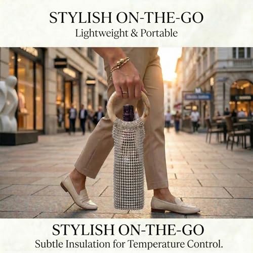 sjljzxd Crystal Wine Bag, Handheld Wine Gift Bag Portable Diamond Bottle Support, Portable Bottle Carrying Gift for Wine Lover by sjljzxd - Used condition - Image 4