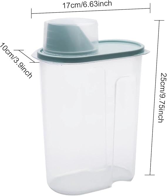 4pcs Cereal Storage Containers Set - Airtight Food Dispensers with Pour Spout & Measuring Cup, Kitchen Pantry Organizers for Cereal, Grains, Pasta, Pet Food (4 PCS 2.2L)