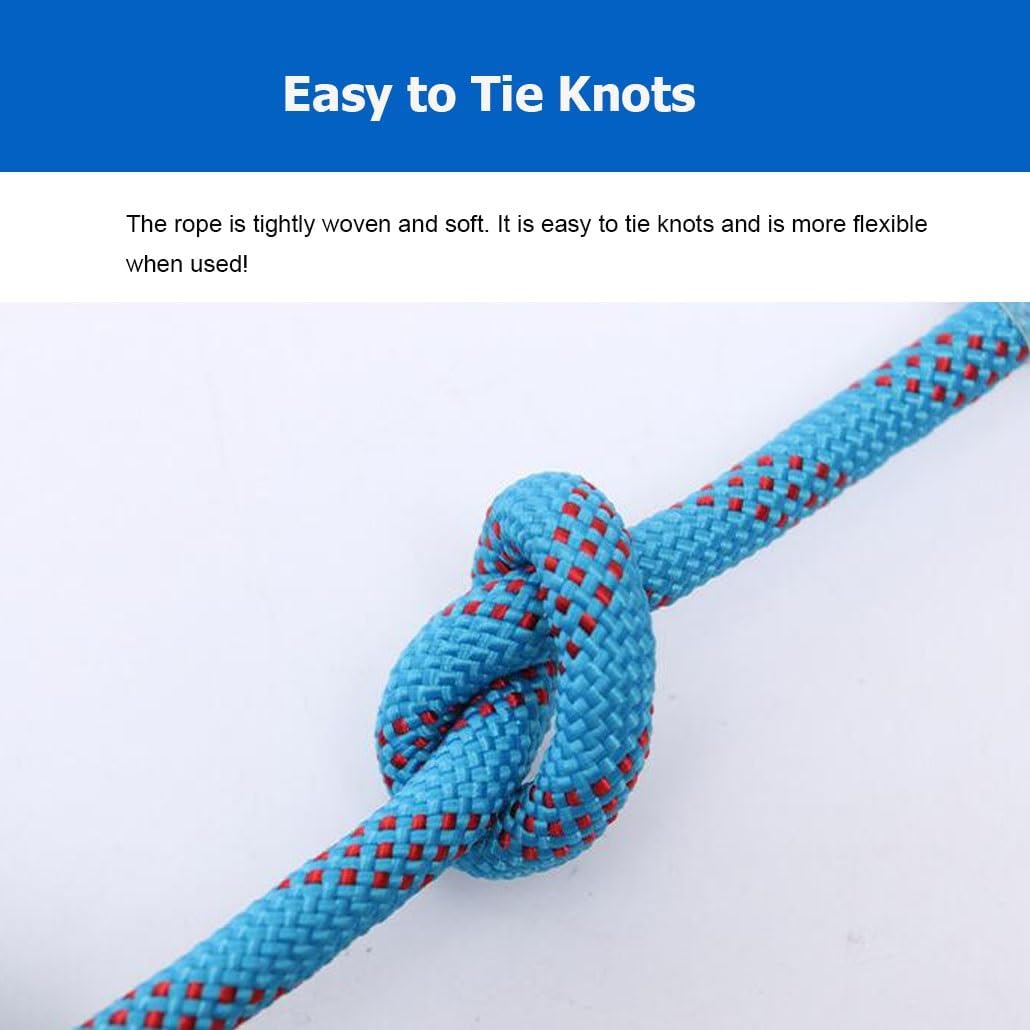 Blue Rigging Rope, 10-60M Double Braided Polyester Multi-use Rope Arborist 48 Strands for Outdoor Applications Construction Swing Pulling Logging Tree Work(12mm,10m)
